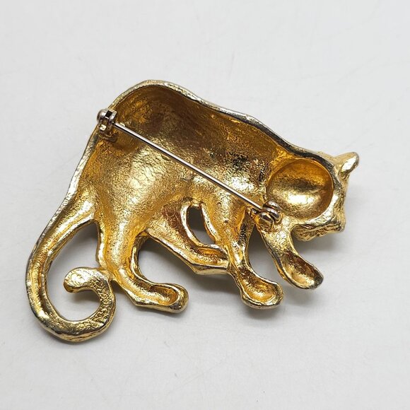 Vintage Unsigned Enamel Leopard Brooch Pendant Cheetah Jaguar - Picture 3 of 4